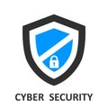 Protection shield icon, cyber security for web - vector Royalty Free Stock Photo